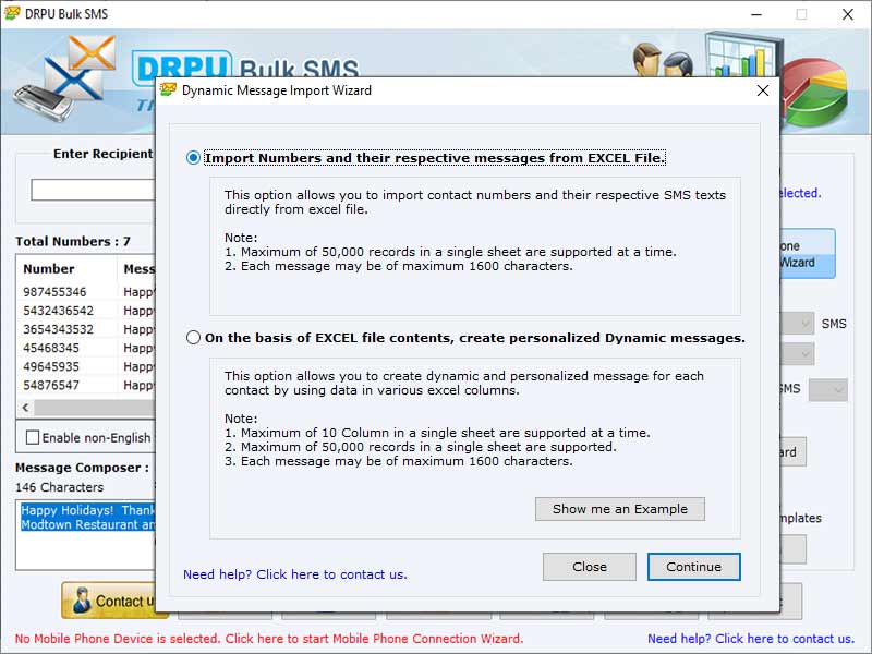 Screenshot of GSM Mobile Phone SMS Messaging Tool