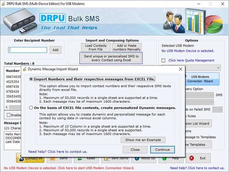 USB Modem Bulk SMS Messaging Program