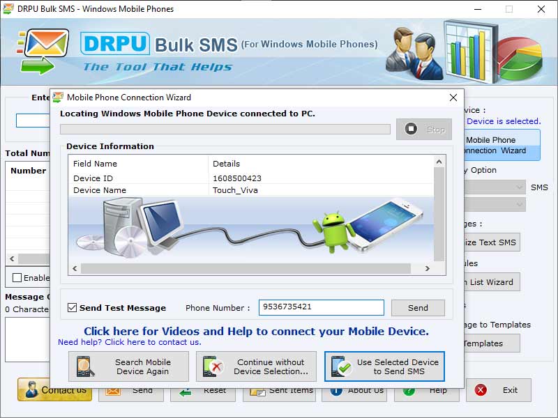 Screenshot of Windows Group SMS Delivery Program